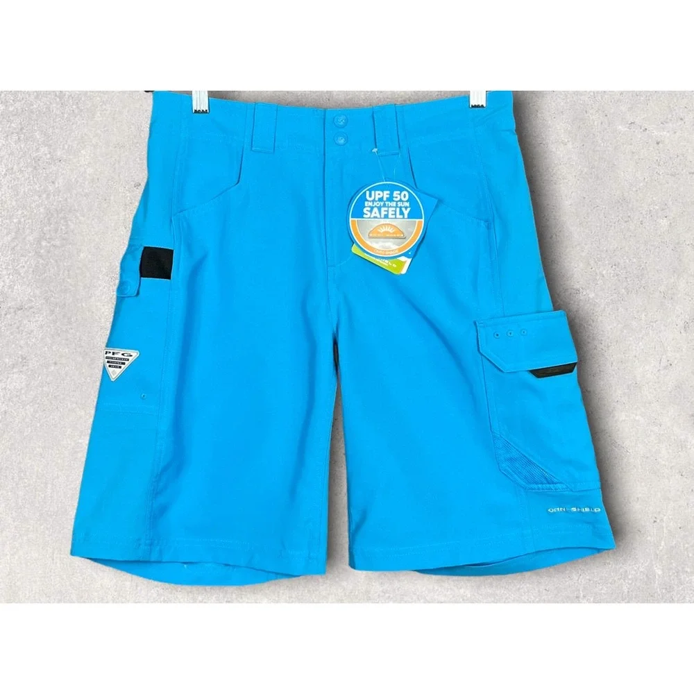 Columbia Mens Cargo Shorts Sz 30x10 Light Blue UPF 50 Omni Shield Sun Protection
